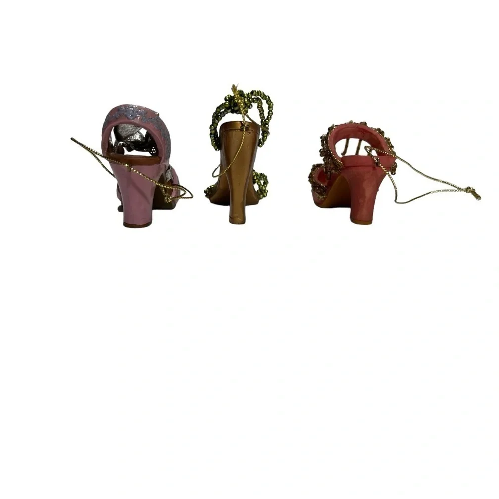 Set of 3 vintage ceramic beaded Christmas ornaments (NWT) Never Displayed